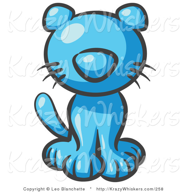 Critter Clipart of a Cute Light Blue Kitten Looking Curiously at the Viewer