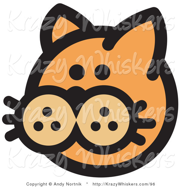 Critter Clipart of a Cute Orange Cat's Face on White