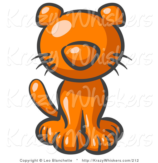 Critter Clipart of a Cute Orange Kitten Looking Curiously at the Viewer