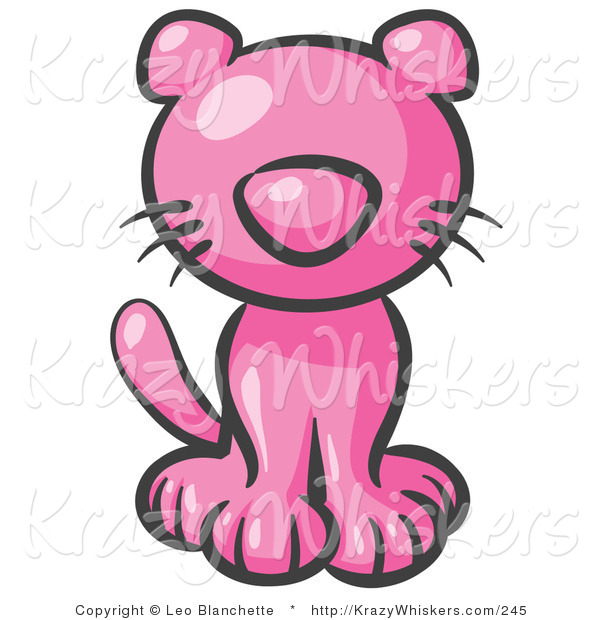 Critter Clipart of a Cute Pink Kitten Looking Curiously at the Viewer