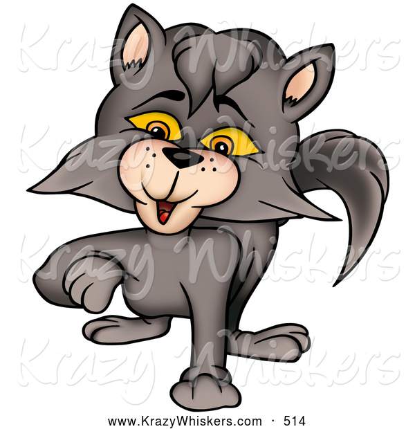 Critter Clipart of a Cute Smokey Gray Cat Walking Forward