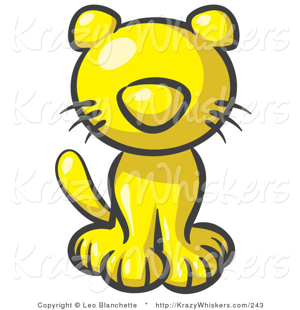 Critter Clipart of a Cute Yellow Kitten Looking Curiously at the Viewer