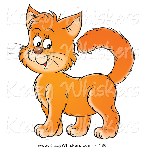 Critter Clipart of a Friendly Orange Kitten Cat Standing Proud and Smiling