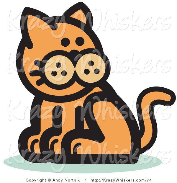 Critter Clipart of a Ginger Cat Sitting and Looking Back over His Shoulder