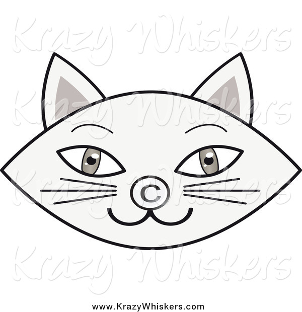 Critter Clipart of a Gray Cat Face with a Copyright Nose