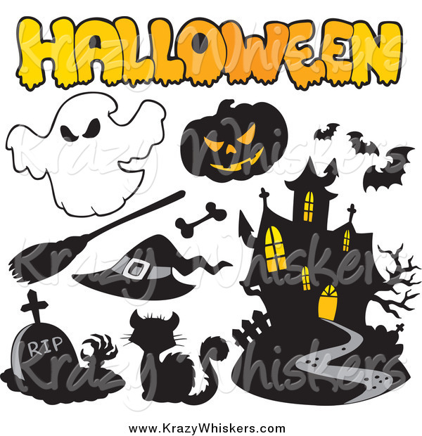 Critter Clipart of a Halloween Icons and Text