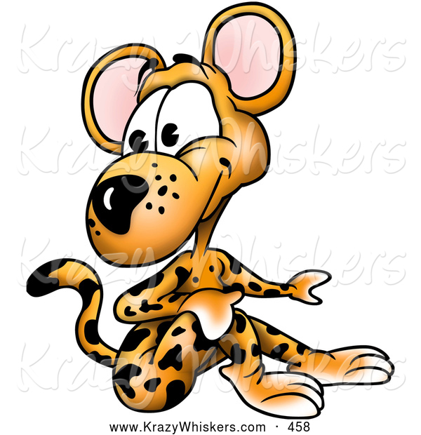 Critter Clipart of a Happy and Cute Leopard Sitting on the Ground with His Knees up