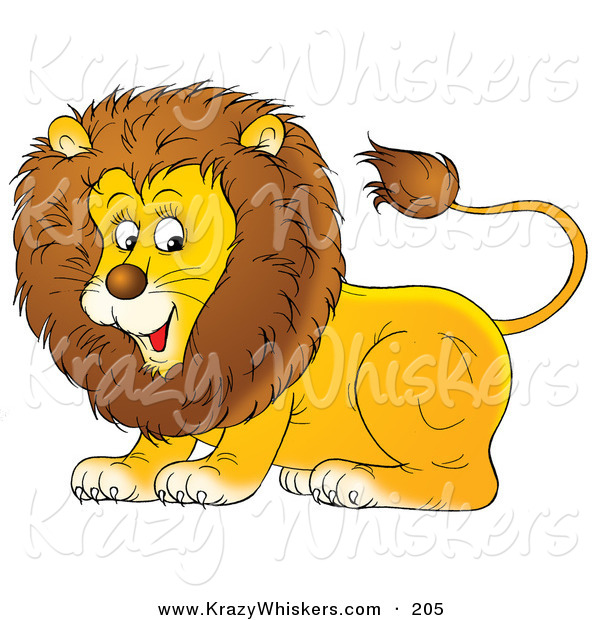 Critter Clipart of a Happy and Playful Young Male Lion with a Furry Mane