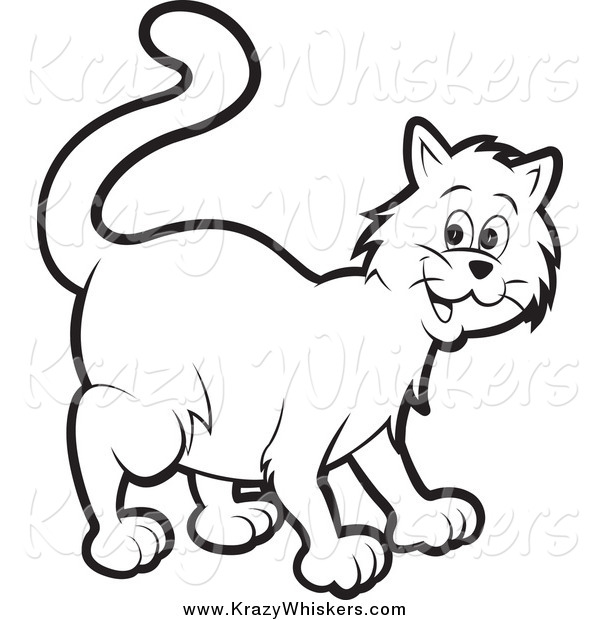 Critter Clipart of a Happy Black and White Cat