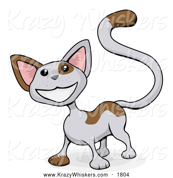 Critter Clipart of a Happy Calico Cat Grinning