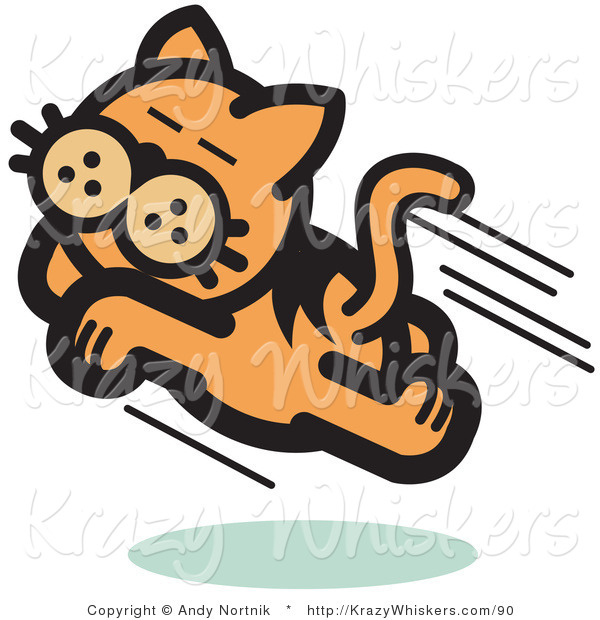 Critter Clipart of a Happy Cat Running and Pouncing Through the Air