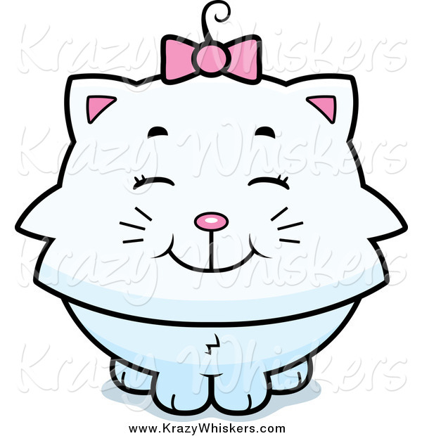Critter Clipart of a Happy White Kitten