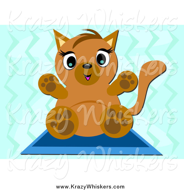 Critter Clipart of a Kitten on a Mat over Blue
