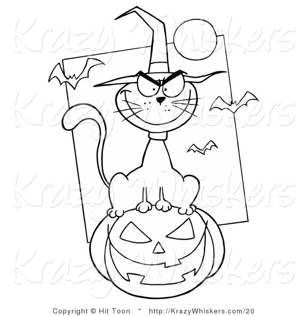 Critter Clipart of a Mean Halloween Cat - Royalty Free