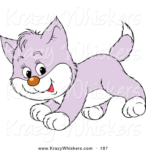 Critter Clipart of a Playful Purple and White Kitty Running