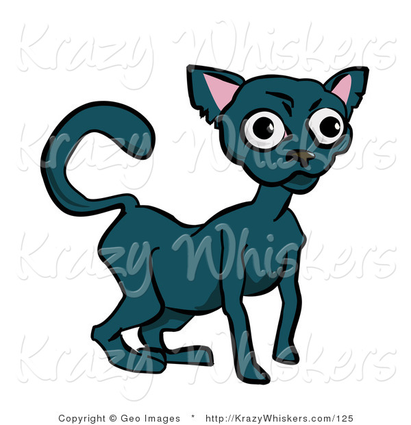 Critter Clipart of a Russian Blue Cat with Wide Eyes