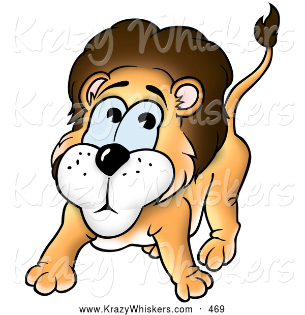 Critter Clipart of a Scared or Nervous Little Lion on White