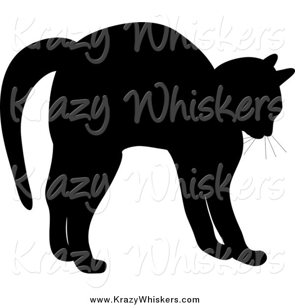 Critter Clipart of a Silhouetted Cat Stretching