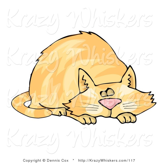 Critter Clipart of a Snoozing Chubby Orange Tabby Cat