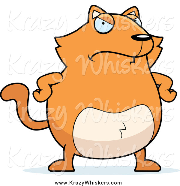 Critter Clipart of a Stern Orange Cat with His Hands on His Hips