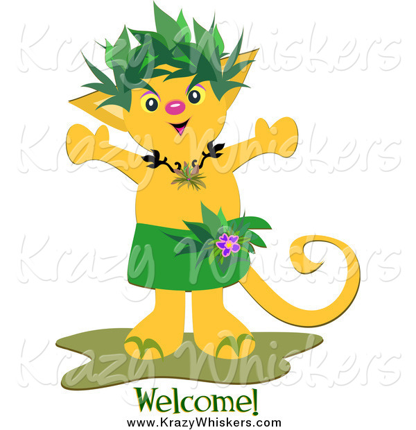 Critter Clipart of a Tropical Welcome Cat