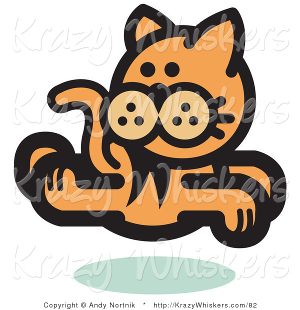 Critter Clipart of an Orange Cat Running and Looking Back over His Shoulder