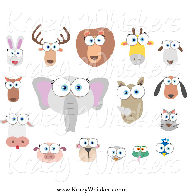 Critter Clipart of Big Eyed Animal Faces