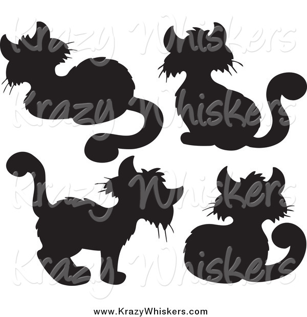 Critter Clipart of Black Cat Silhouettes
