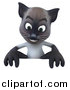 Critter Clipart of a 3d Siamese Cat over a Blank Sign by