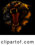 Critter Clipart of a Bad Tempered Tiger Roaring, on a Dark Background with Orange Lighting by Dero