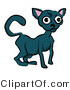 Critter Clipart of a Black Cat with Wide Eyes Facing Left by AtStockIllustration