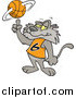 Critter Clipart of a Cartoon Cat Spinning a Basketball by Toonaday