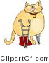 Critter Clipart of a Chubby Orange Cat Using Crutches in a Hospital, One Leg in a Cast by Djart