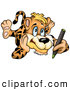 Critter Clipart of a Cute Artistic Leopard Laying on His Belly and Coloring with a Green Crayon by Dero