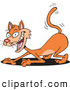 Critter Clipart of a Cute but Devilish Orange Cat Scratching the Ground, with a Shadow by Dennis Holmes Designs