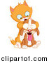 Critter Clipart of a Cute Ginger Kitten Playing Guess Who with a Panting Puppy by Yayayoyo