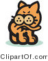 Critter Clipart of a Ginger Cat Biting His Tail to Ease a Flea Itch by Andy Nortnik