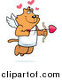 Critter Clipart of a Ginger Cupid Cat Shooting Heart Arrows by Cory Thoman