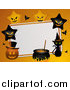 Critter Clipart of a Halloween Background with Stars, Pumpkins and a Witch Cat by Elaineitalia