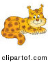 Critter Clipart of a Happy and Adorable Spotted Bobcat Cub with Tufts at the Tips of the Ears by Alex Bannykh