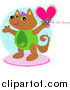 Critter Clipart of a Happy Cat Holding a Be My Love Heart by