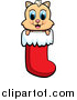 Critter Clipart of a Happy Cat in a Christmas Stocking by Cory Thoman