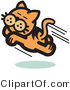 Critter Clipart of a Happy Cat Running and Pouncing Through the Air by Andy Nortnik