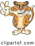 Critter Clipart of a Happy Peaceful Leopard Smiling and Gesturing the Peace Sign by Dennis Holmes Designs