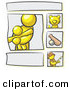 Critter Clipart of a Happy Scrapbooking Kit Page with a Yellow People Family, Cat, Baseball and Man Fishing by Leo Blanchette