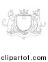 Critter Clipart of a Lineart Cat and Dog Heraldic Coat of Arms Shield by AtStockIllustration