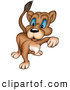 Critter Clipart of a Mean Blue Eyed Lioness Walking Forward on White by Dero