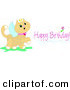 Critter Clipart of a Pink Birthday Greeting of a Cute Angel Cat with a Halo and Wings by