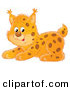 Critter Clipart of a Playful Spotted Bobcat Crouching - Royalty FreePlayful Spotted Bobcat Crouching by Alex Bannykh