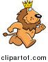 Critter Clipart of a Running King Lion Wearing a Crown by Cory Thoman